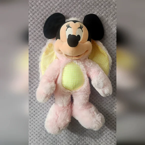 Disney Store Minnie Mouse Plush Easter Bunny Toy Pink Yellow - Picture 2 of 3